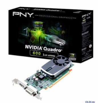   1Gb <PCI-E> PNY nVidia Quadro 600 <GDDR3, 128 bit, DVI, DP, Low Profile, Retail>
