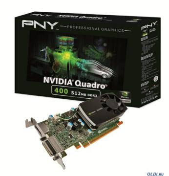   512Mb <PCI-E> PNY nVidia Quadro 400 <GDDR3, 64 bit, 2*DVI, DP, Low Profile, Bulk>