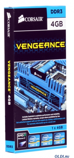   Corsair Vengeance DDR3 4Gb, PC12800, DIMM, 1600MHz (CMZ4GX3M1A1600C9B)