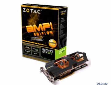  2Gb <PCI-E> Zotac GTX670 AMP c CUDA <GFGTX670, GDDR5, 256 bit, HDCP, 2*DVI, HDMI, DP, Retail>