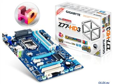 .  GIGABYTE GA-Z77-HD3 <S1155, iZ77, 4*DDR3, 2*PCI-E16x, SATA III, SATA RAID, USB 3.0, GB Lan, ATX, Retail>