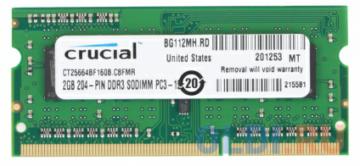  SO-DIMM DDR3 2Gb (pc-12800) 1600MHz Crucial (CT25664BF160B)