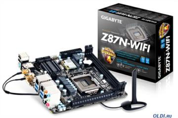 .  GIGABYTE GA-Z87N-WIFI <S1150, iZ87, 2*DDR3, PCI-E16x, SATA III, SATA RAID, USB 3.0, GB Lan, mini-ITX, Retail>