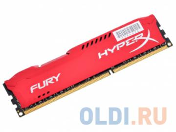   Kingston HyperX Fury DDR3 8Gb, PC12800, DIMM, 1600MHz (HX316C10FR/8) Red Series CL10 [Retail]