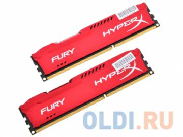   Kingston HyperX Fury DDR3 8Gb (2x4Gb), PC15000, DIMM, 1866MHz (HX318C10FRK2/8) Red Series CL10 Kit of 2 [Retail]