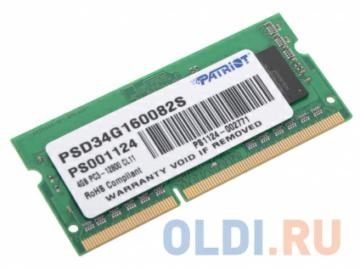   Patriot DDR3 4Gb, PC12800, SO-DIMM, 1600MHz (PSD34G160082S)