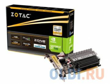 2Gb <PCI-E> Zotac GT720 ZONE c CUDA (ZT-71201-20L) GDDR3, 64 bit, HDCP, 2*DVI, HDMI, Retail