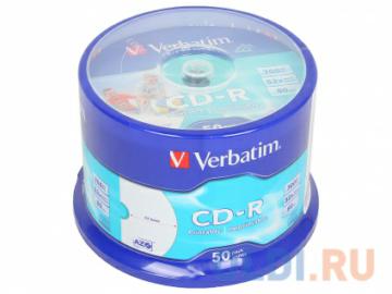 CD-R Verbatim 700Mb 52x 50 Cake Box Full Ink Print  