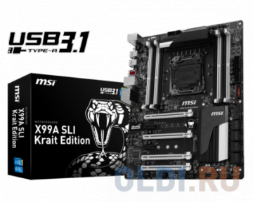   MSI X99A SLI Krait Edition <S2011-V3, iX99, 8*DDR4, 4*PCI-E16x, SATA III+RAID, SATA Express, M.2, GB Lan, USB3.1, ATX, Retail>