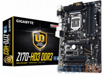   GIGABYTE GA-Z170-HD3 DDR3 &lt;S1151, Z170, 4*DDR3, 2*PCI-E16x, D-SUB, HDMI, DVI, SATA III+RAID, USB 3.0, GB Lan, ATX, Retail&gt;