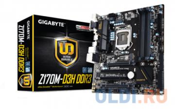   GIGABYTE GA-Z170M-D3H DDR3 &lt;S1151, Z170, 4*DDR3, 2*PCI-E16x, D-SUB, HDMI, DVI, SATA III+RAID, USB 3.0, GB Lan, mATX, Retail&gt;