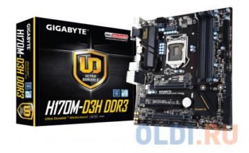 .  GIGABYTE GA-H170M-D3H DDR3 &lt;S1151, iH170, 4*DDR3, 2*PCI-E16x, D-SUB, HDMI, DVI, SATA III+RAID, GB Lan, USB3.0, mATX, Retail&gt;