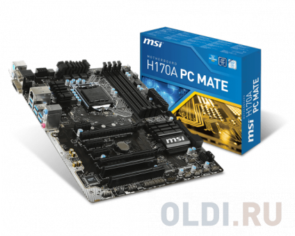 .  MSI H170A PC MATE <S1151, H170, 4DDR4, 2*PCI-E16x, D-SUB, HDMI, DVI, SATA III+RAID, GB Lan, USB3.1, ATX, Retail>