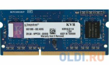  SO-DIMM DDR3 4096 Mb (pc-12800) 1600MHz Kingston, 1.35V, CL11 &lt;Retail&gt; (KVR16LS11/4)